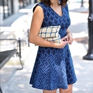 Anthropologie Plenty Tracy Reese Stretch Denim Sleeveless Boho Geometric Dress